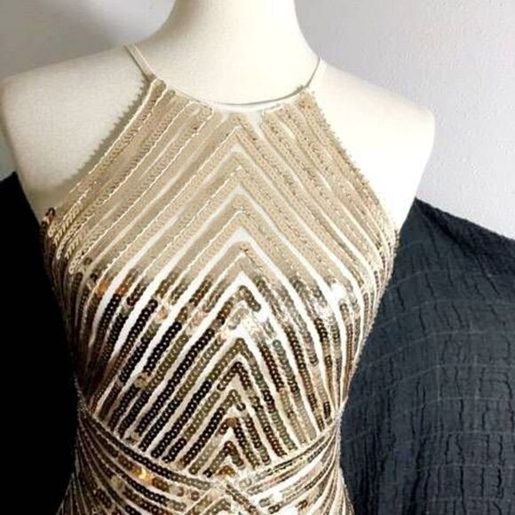 Lulus Ace of Spades Gold Sequence Bodycon Dress Size XS - Picture 5 of 12